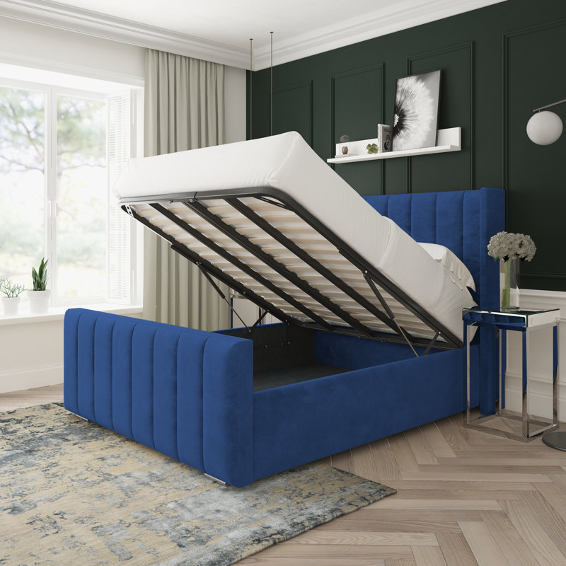 Willow Conistan Upholstered Ottoman Bed Frame, Super King (6'), Blue
