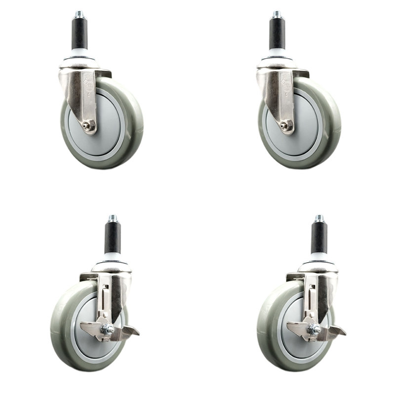 Roulettes pivotantes, H 5 po x l 5 po