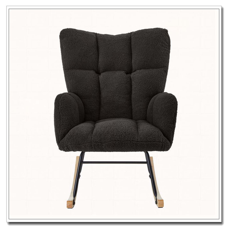 Chaise berçante en tissu Teddy, Gris foncé