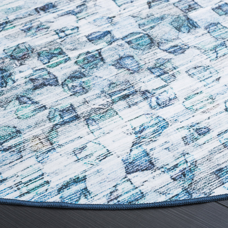 Athiran Performance Machine Washable Abstract Rug, Round 6'