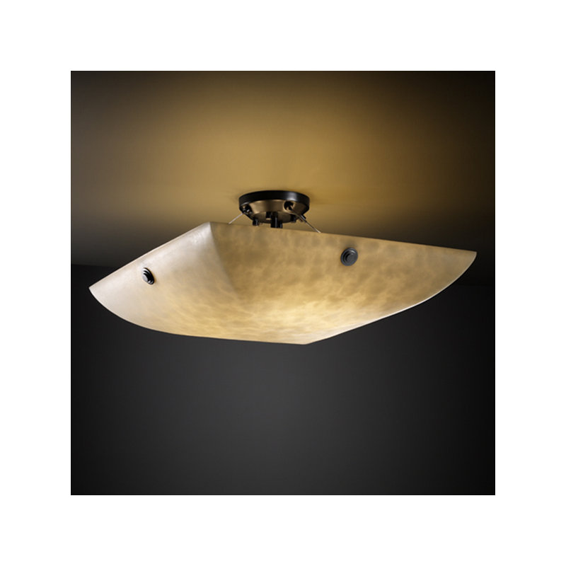 Plafonnier semi-encastré 3 lumières 21 po Arkham, Noir mat