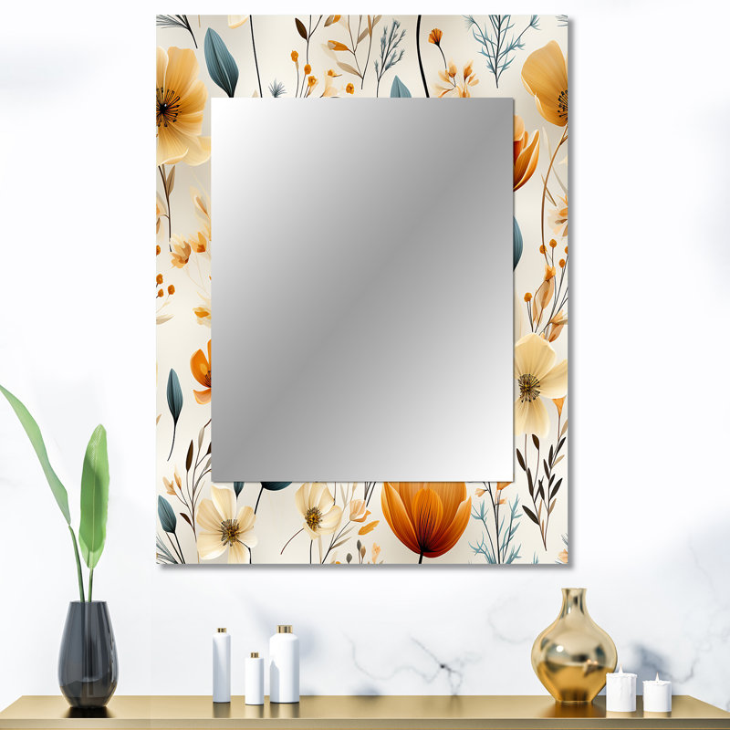 Fleurs d'automne de Brycin Woodland - miroir floral, miroir mural floral unique, impression d'art en métal, 40 po x 30 po
