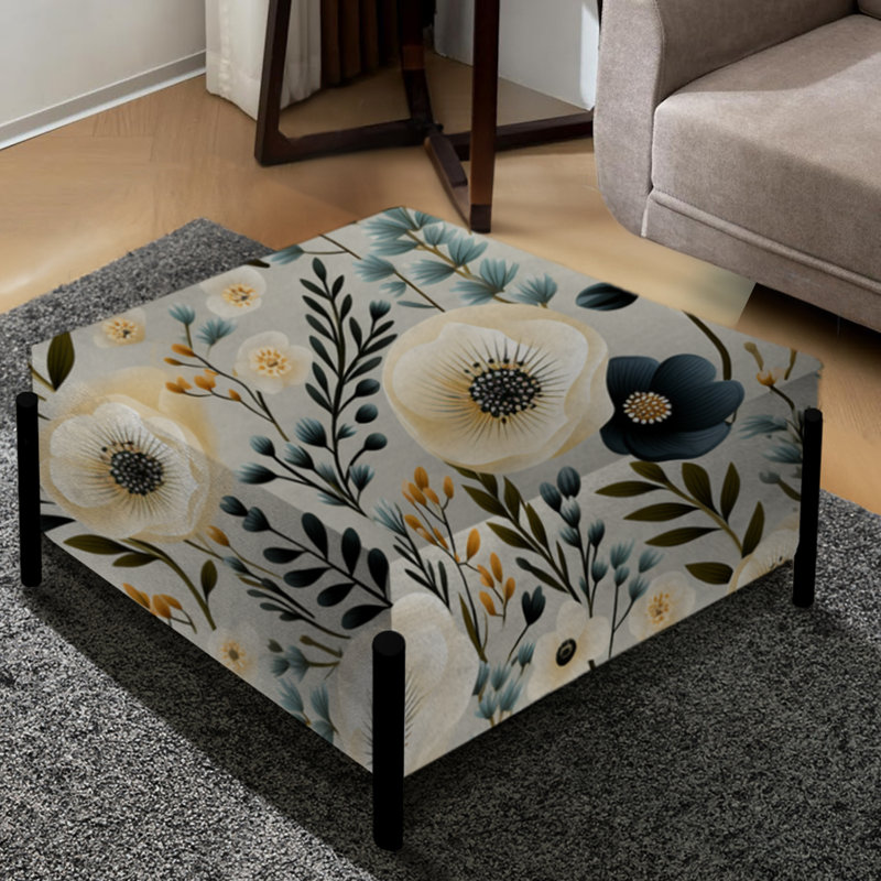 Minimaliste boho chic motif floral I - grand repose-pieds carré floral
