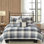 6 pièces courtepointe à chevrons de couleur gris grand, style Buffalo à carreaux, coussins de broderie doux cousus à la main, grand chalet de campagne imprimé, pièce, design et décor de chambre à coucher confortable, décoratif