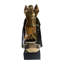 Sculpture de cheval en céramique noire et dorée 12 po