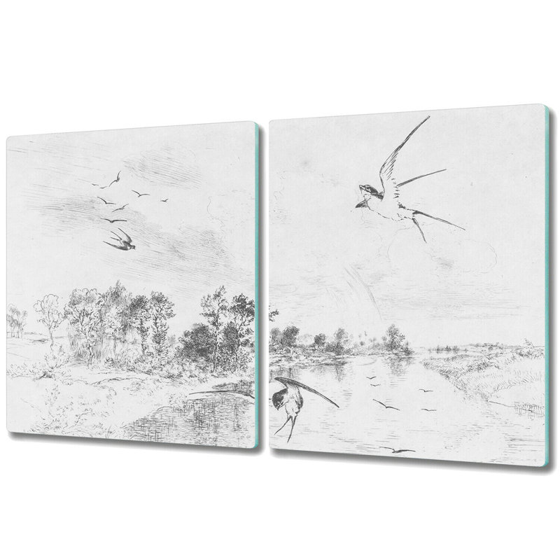 Kalinda Vintage Natural Birds and Trees Chopping Board, 40cm L x 52cm W