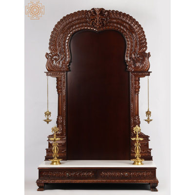 Super grand cadre en bois 71 po pour les idoles indiennes 71 po Thiruvachi | Fabriqué en Inde | Bois et marbre