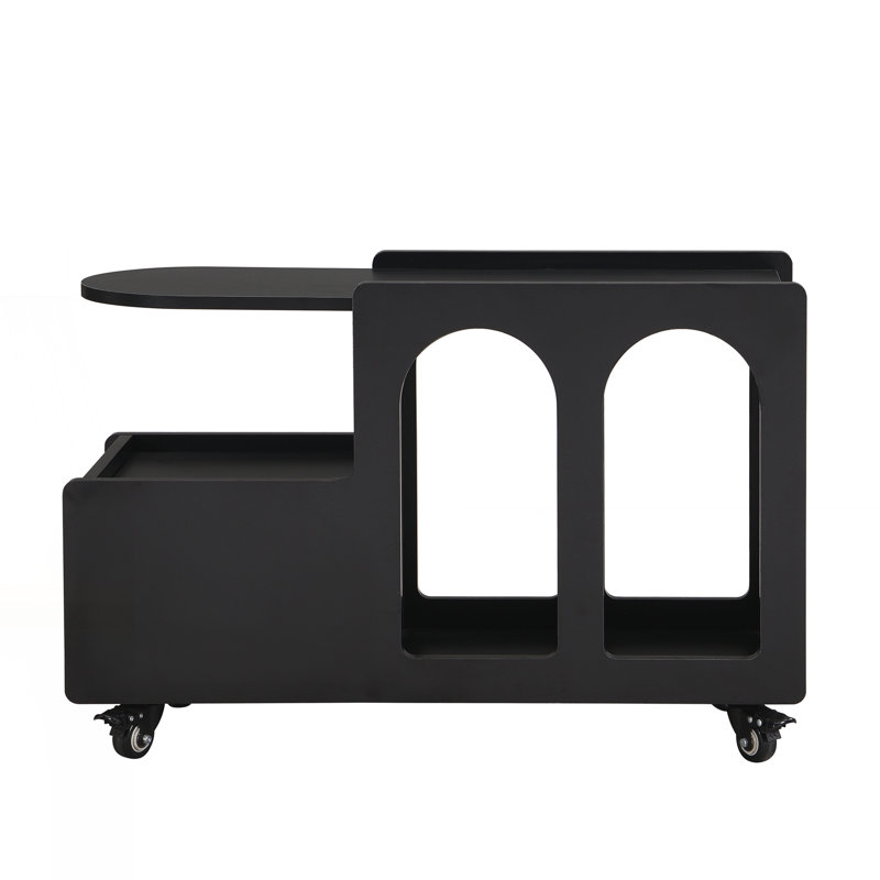 Table de bout avec roues verrouillables, Noir