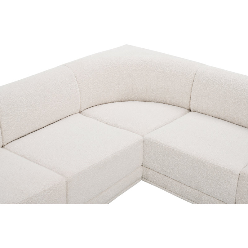 Canapé modulaire rembourré 5 pièces Ollie, Tissu crème bouclé