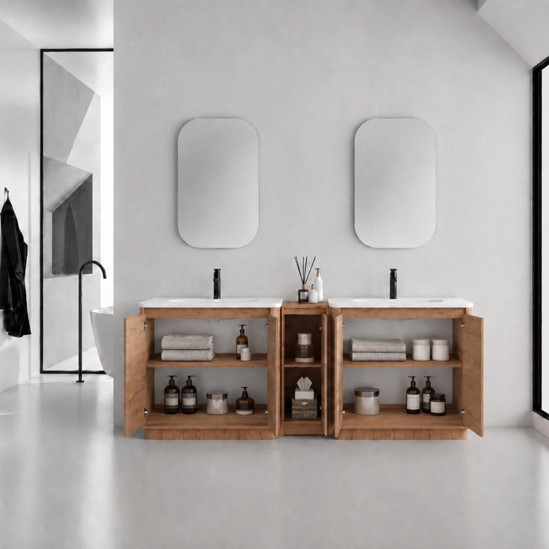 Meuble-lavabo autoportant Pebble, Brun, 84"