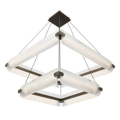 Neoness, Chandelier, 8-Light, 34", Weathered Brass, Clear Glass