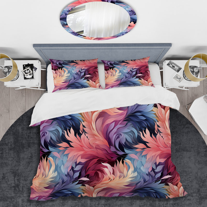 Ensemble de housse de couette rose et bleu, Housse de couette simple + 1 taie décorative stan