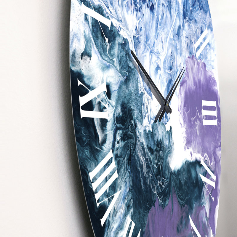 Horloge murale moderne bleu et violet, Grand