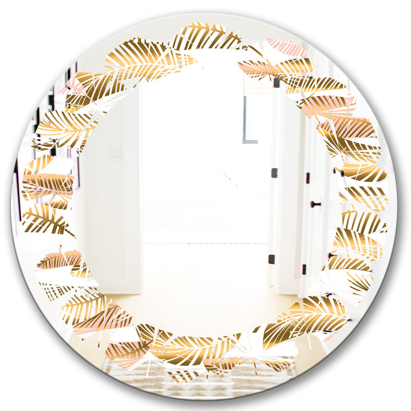 Miroir mural sans cadre d’ananas sur les feuilles tropicales, 31,5 po x 31,5 po, Feuilles 7
