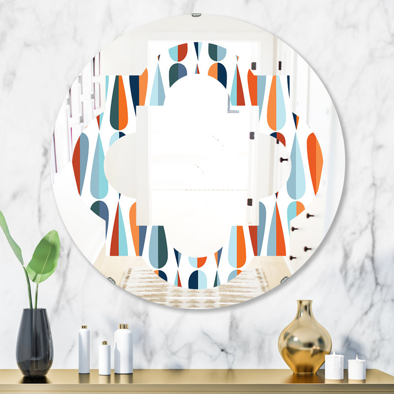Miroir mural abstrait sans cadre abstrait moderne et contemporain quadrilobe, H 31,5 po x l po