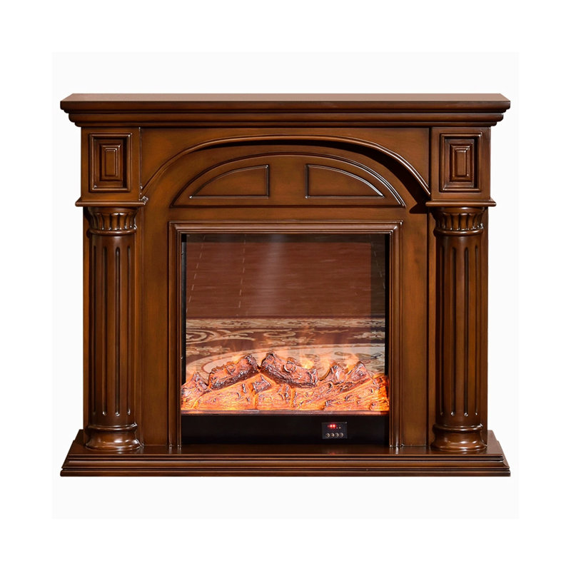 European-style simulated flame decorative electric fireplace, 45.67" H x 59.06" W x 12.99" D