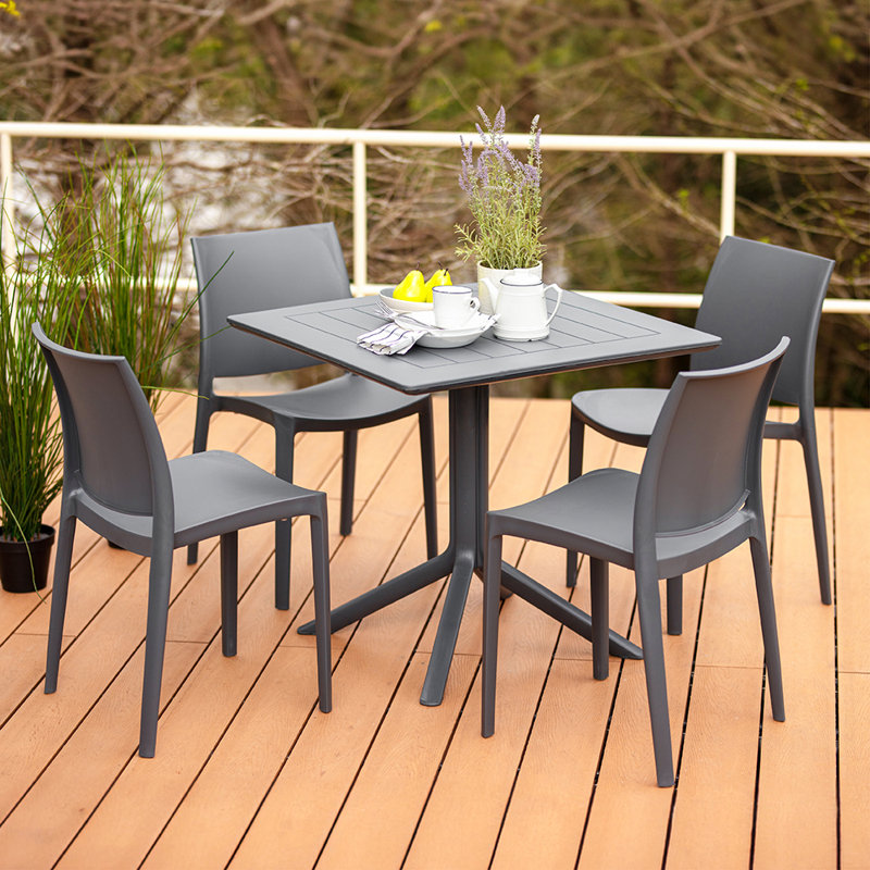 Venice Square Resin Dining Table, Gray