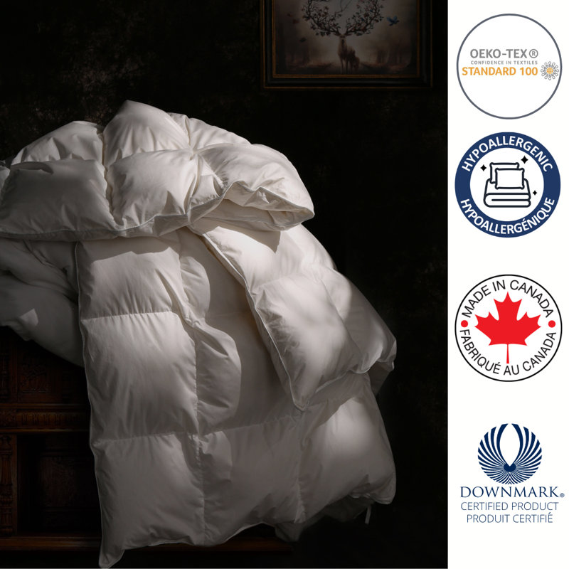 725 Fill Power Hutterite White Goose Down 500TC Comforter, X-King (40 oz)