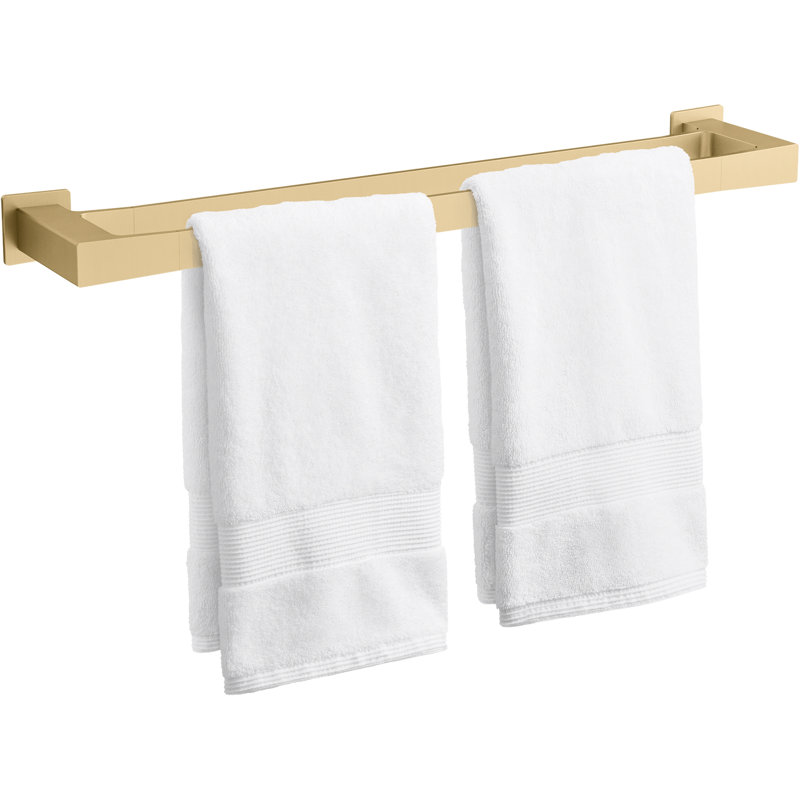 24-In Double Towel Bar, Vibrant Brushed Moderne Brass