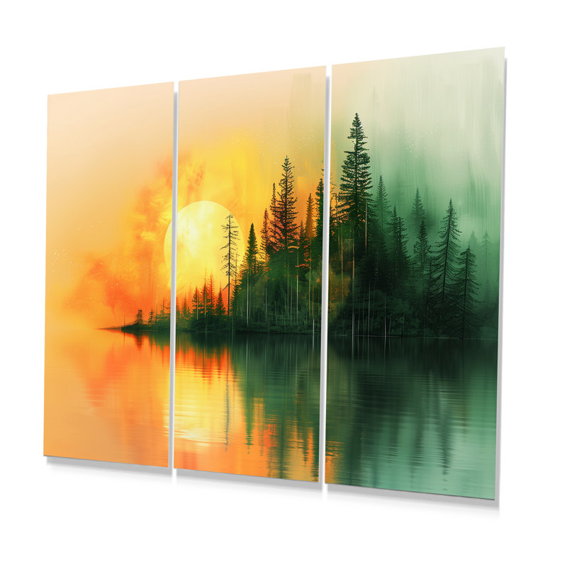 Ensemble de décorations murales vert et jaune, Métal métal, H 28 po x l 36 po x P 1 po