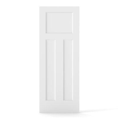 30"X80" 3-Panel Slab Door Smooth White Primed Hollow Core Composite Interior Molded Door Slab