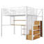 Lit mezzanine en métal avec garde-robe, bureau, tablettes de rangement-1810623723