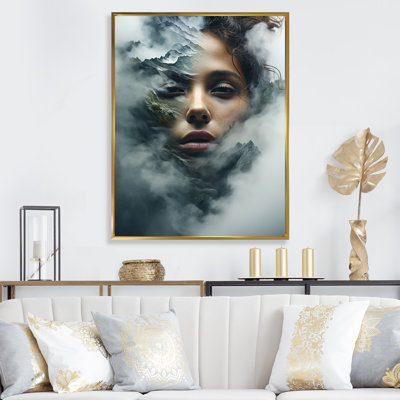 Double exposition «Woman and Mountain Echoes I» - art mural femme