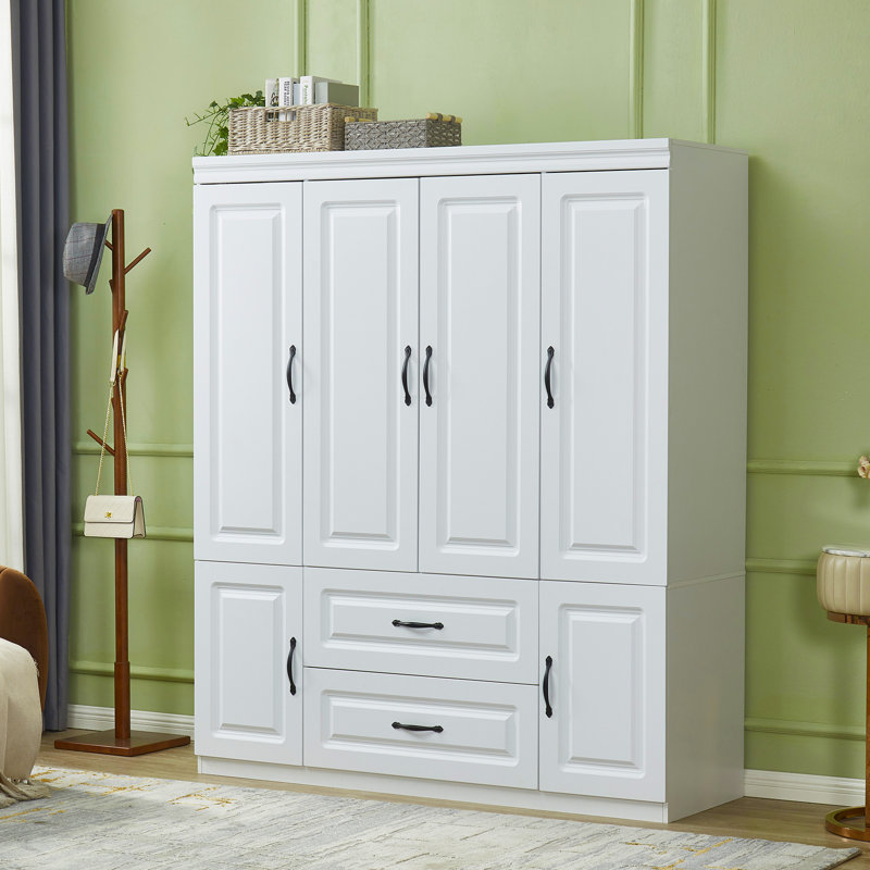 Armoire en bois manufacturé Saloma, blanc