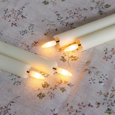LED Flameless Taper Candles with Remote Timer,Ivory Battery Operated Flickering Window Candles, Pack of 4 Real Wax Warm Fire 3D-Wick Flameless Candlesticks,Home Wedding Decor(2cm x 25cm)