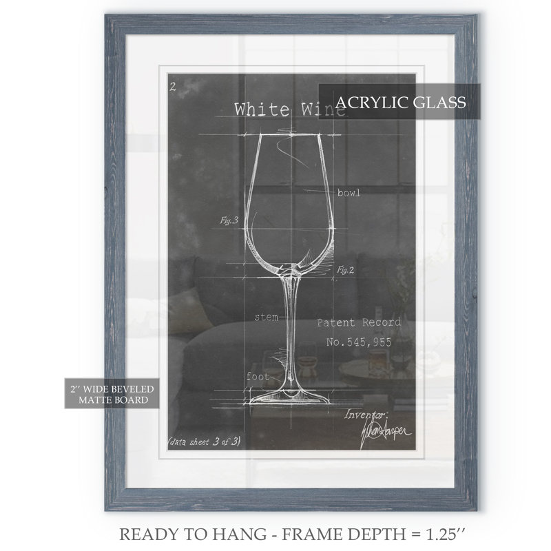 «Barware Blueprint IV» par Paul Cezanne - reproduction d'art encadrée, H 38 po x l 28 po x P 1,25 po, Blanc