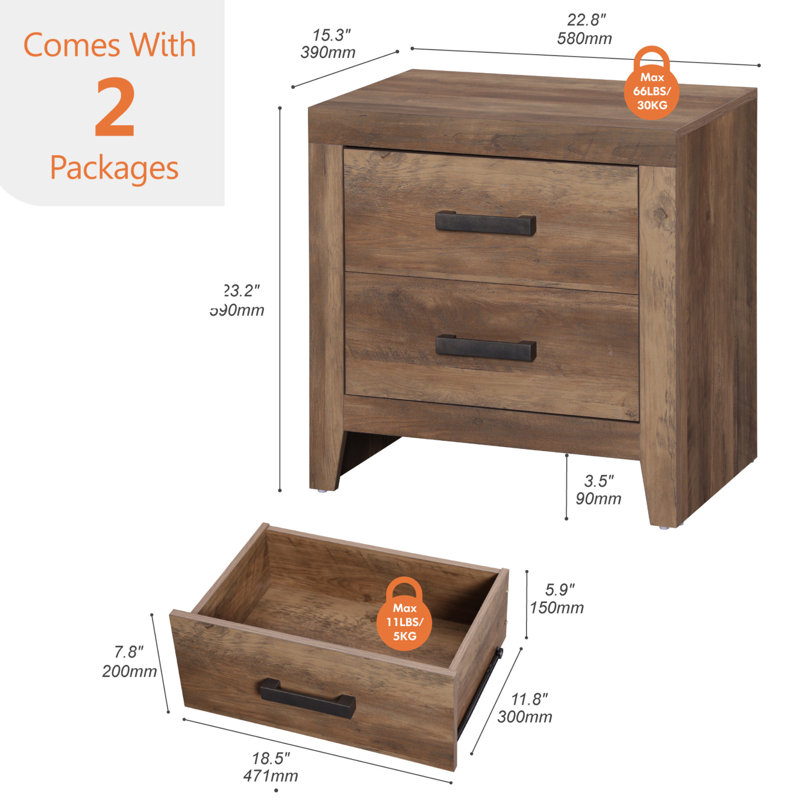 22" W Rustic Brown End Tables