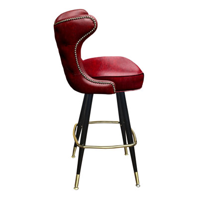 Button Tufted Cowboy Swivel Bar Stool