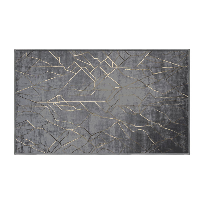 Tapis gris lavable à la machine, Rectangle 7 pi x 9 pi