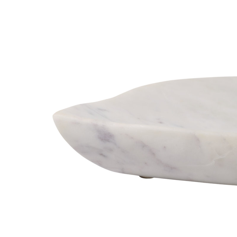Bol décoratif moderne en marbre en forme de goutte d'eau - élégant bol décoratif pour meuble-lavabo et vestibule - parfait pour la table basse et la décoration intérieure - 10 po, blanc