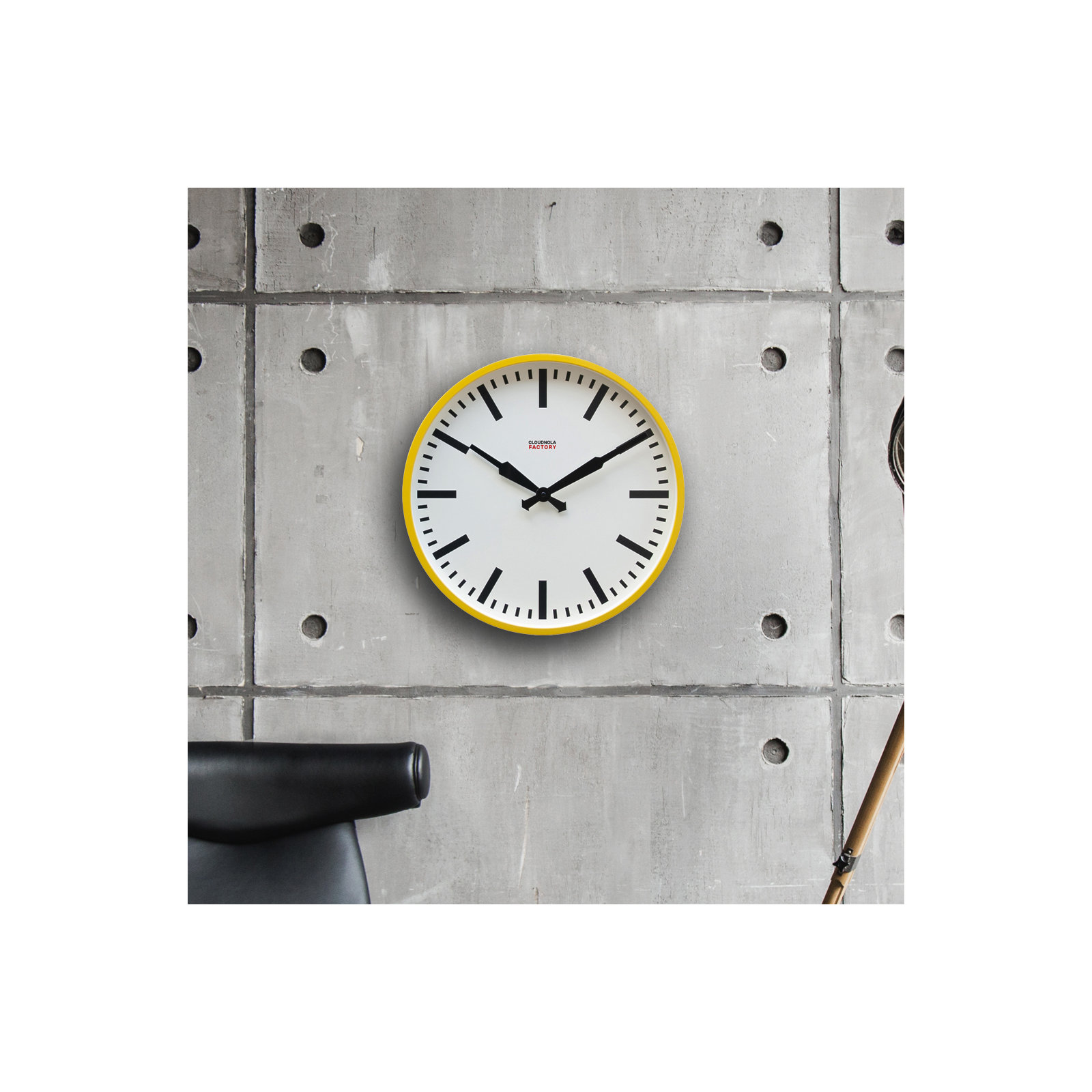 12'' Metal Wall Clock, Yellow