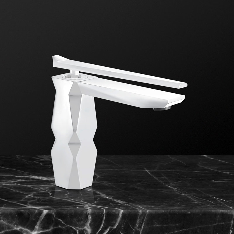 Ikon Low Luxury Single Hole Bathroom Faucet, White