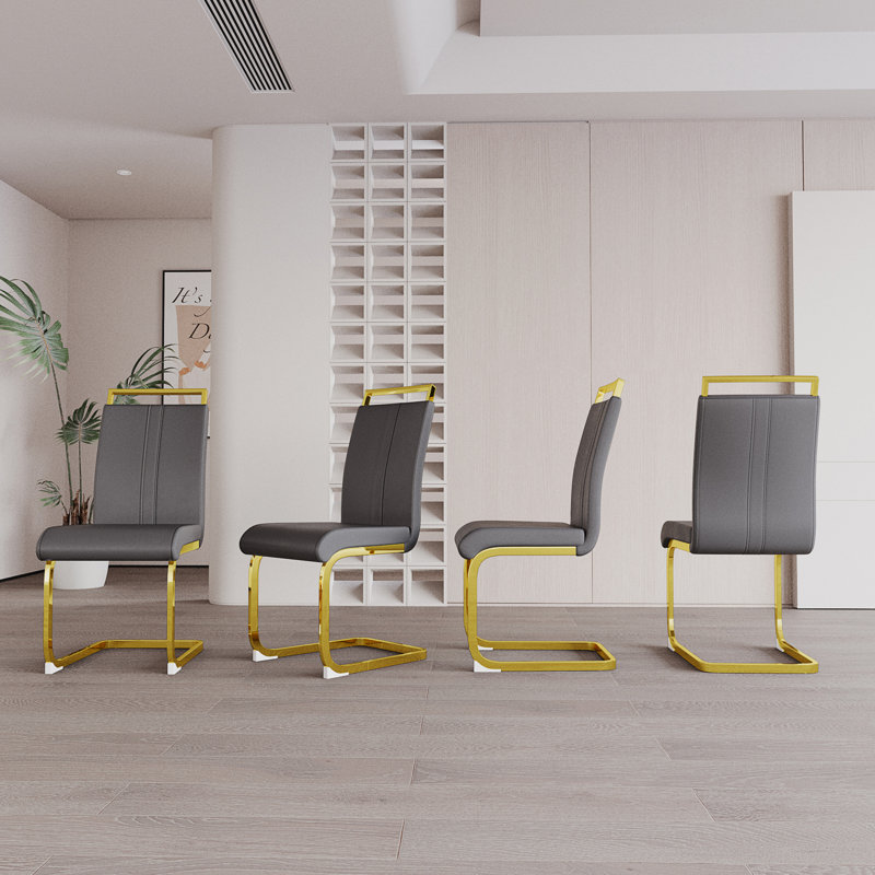 Modern Dining Chairs(Only Dining Chairs), Gray, Gold