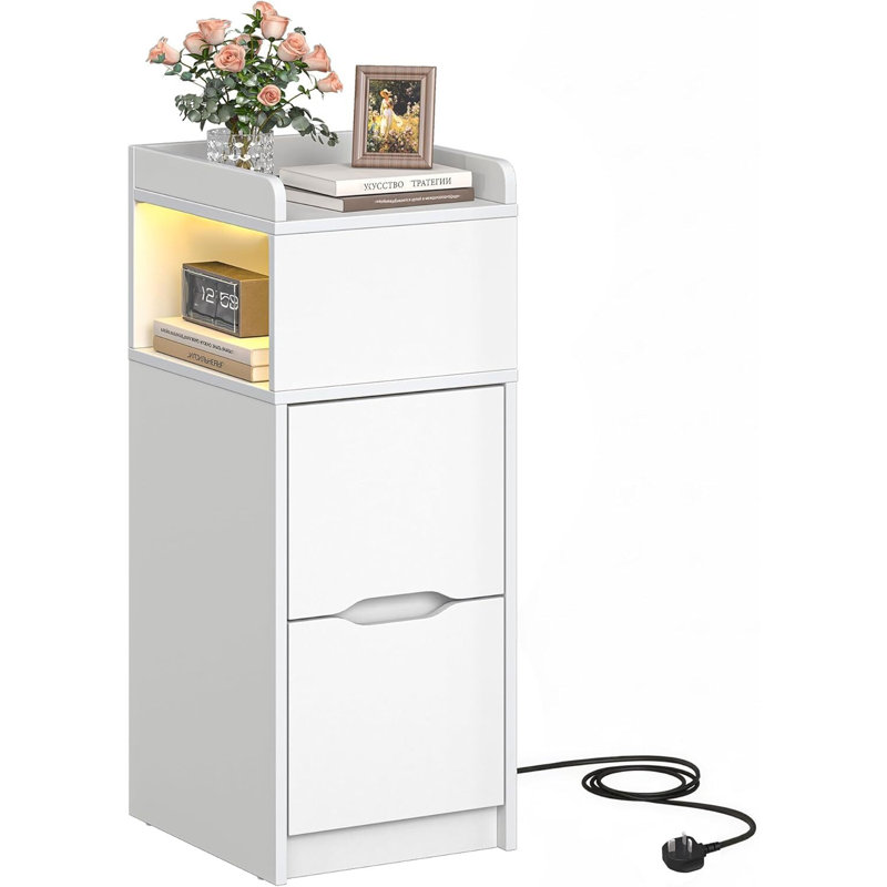 29.6 cm W Bedside Table, White Set of 1