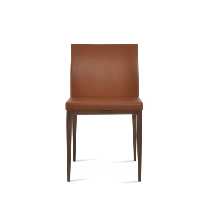 Chaise d'appoint Aria, Noyer, Similicuir noisette PPM
