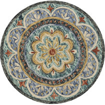 Bernadette Blue/Green 4 ft. Round Area Rug