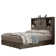 Ashil Wooden Platform Bed Frame with Sliding Barn Door Bookcase Headboard