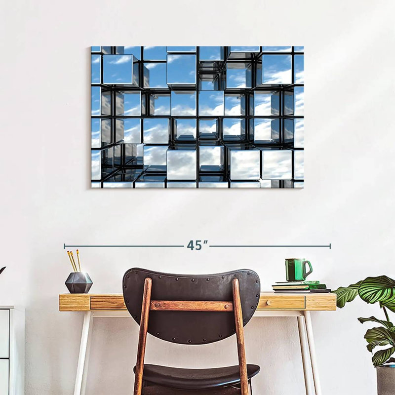 Abstract Square Mirrors Canvas Print, 24" H x 36" W x 1.25" D