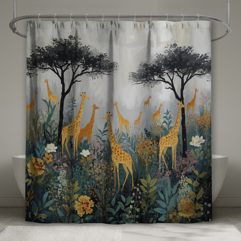 Rideaux de douche Girafes In Wildflowers, L 70 po x H 72 po