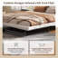 Structure de lit tapissier, plateforme en cuir d'unité centrale avec courbe ondulée et pieds trapézoïdaux, aucun sommier nécessaire-1039902403-1039902401
