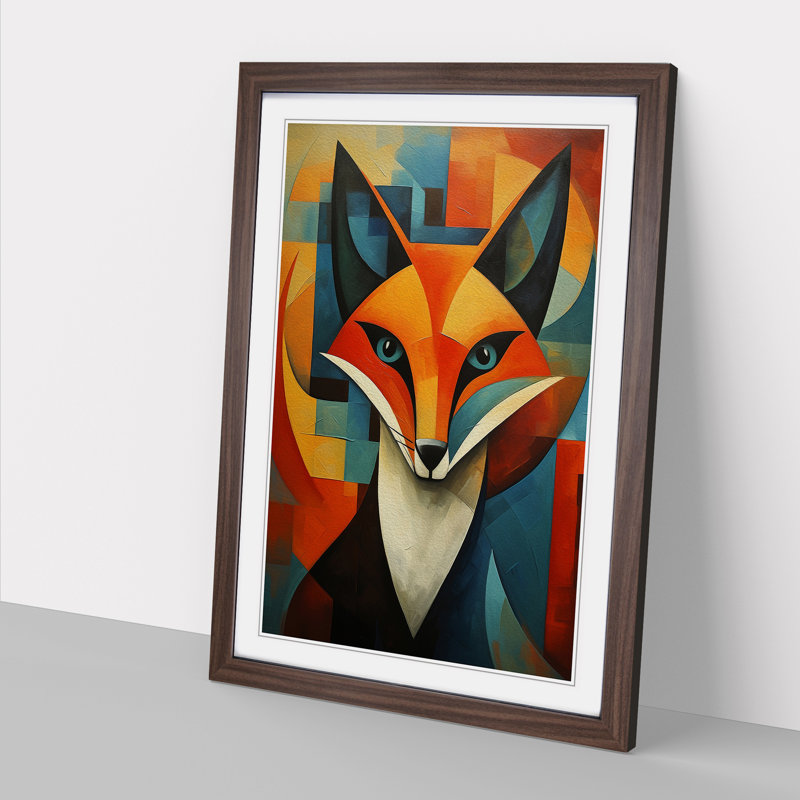 Fox Constructivism No.2 - Framed Print, 46cm H x 34cm W, Walnut Framed