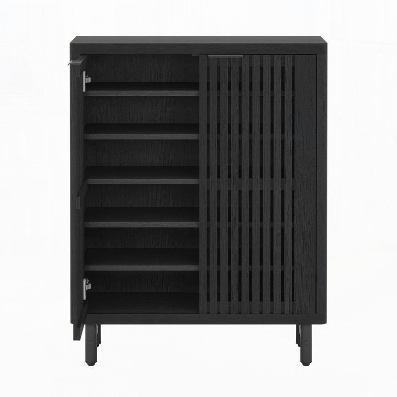 33.46" Storage Coffee Bar Cabinet With  2Doors & Shelves, Black