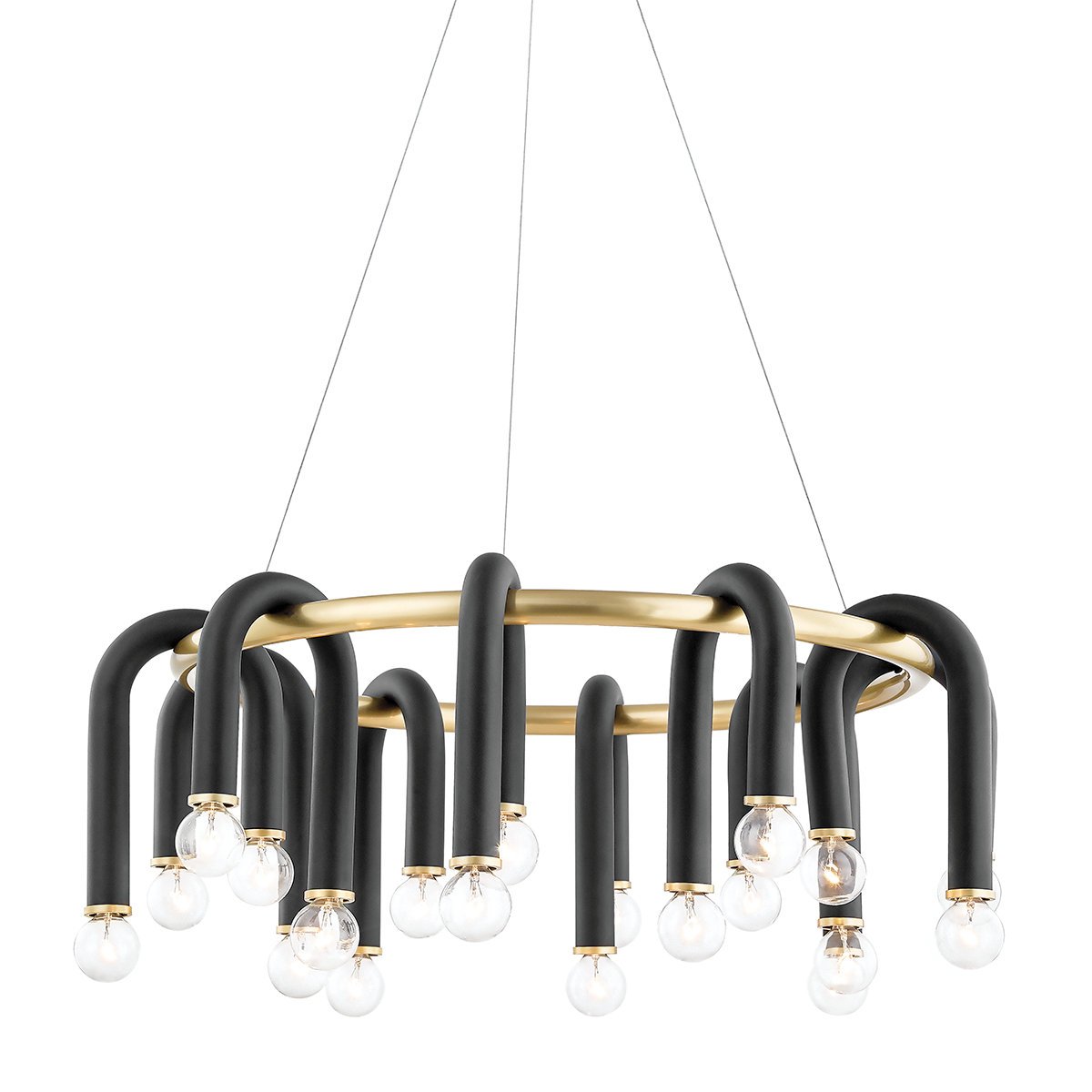 Rhea 20 - Light Chandelier, Aged Brass/Black