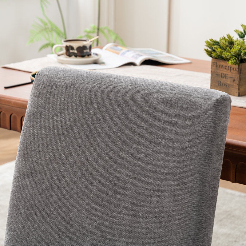 Fabric Upholstered Dining Chair Side Chair With Solid Wood Legs, 6, Gray