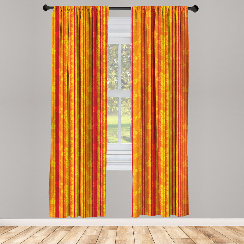 Flowers Swirled Leaves and Dots Semi-Sheer Rod Pocket Sliding Panel, 28" x 84"