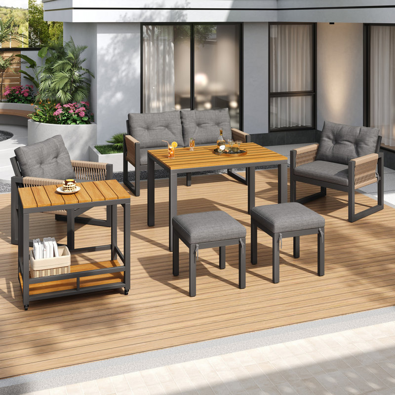 6 - Person Patio Dining Set with Rectangular Table